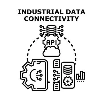 Industrial data connectivity concept linking digital devices Stock Illustration
