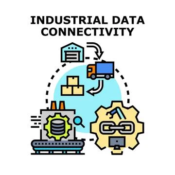 Industrial data connectivity connecting production, delivery, and automation Stock Illustration