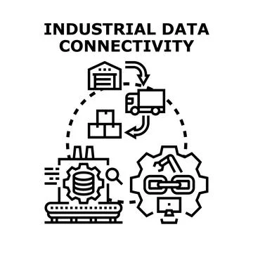 Industrial data connectivity connecting production, delivery, and automation Stock Illustration