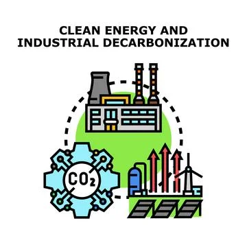 Industrial decarbonization process implementing clean energy solutions Stock Illustration