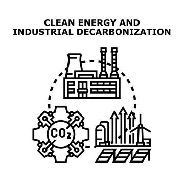 Industrial decarbonization process implementing clean energy solutions Stock Illustration