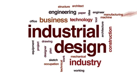 Industrial design animated word cloud, text design animation. Stock Footage 74831525