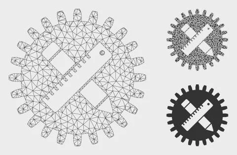 Industrial Design Tools Vector Mesh 2D Model and Triangle Mosaic Icon Stock Illustration