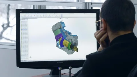 Industrial designer developing industrial sample. Modern technologies Video stock 98682204