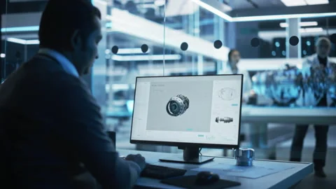 Industrial Developer Working on Computer Video stock 229841351