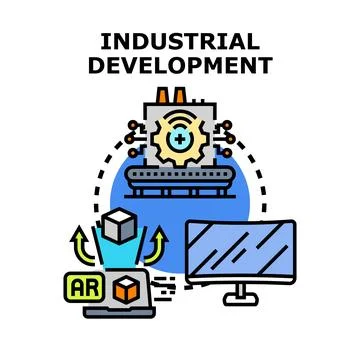 Industrial development process using technology and augmented reality Stock Illustration