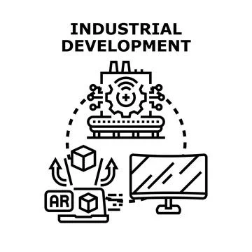 Industrial development process using technology and augmented reality Stock Illustration