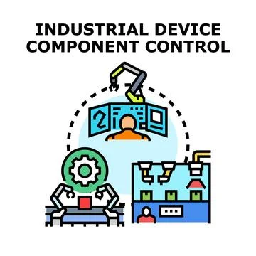 Industrial device component control production process Stock Illustration