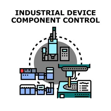 Industrial device component control system automation process 스톡 일러스트