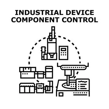 Industrial device component control system automation process 스톡 일러스트