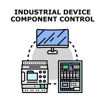 Industrial device component controlling digital manufacturing process Stock Illustration