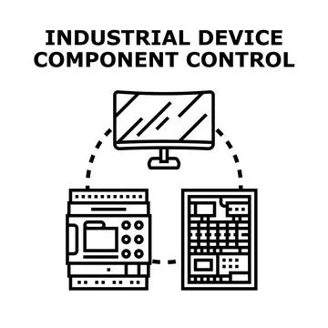 Industrial device component controlling digital manufacturing process Stock Illustration