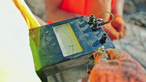 Industrial device in worker's hands.  Stock Footage 134795712