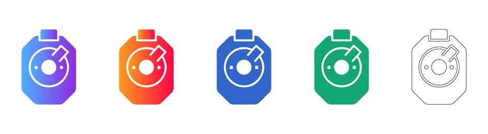 Industrial Dial Controller Icon Set Illustrazione stock