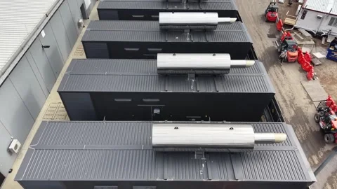 Industrial diesel generators powering large scale data center operations Video stock 342328048