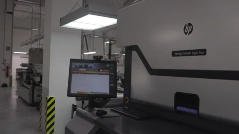 Industrial digital printer for self-adhesive labels Stock Footage 130755896