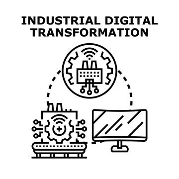 Industrial digital transformation process integrating modern technology Stock Illustration