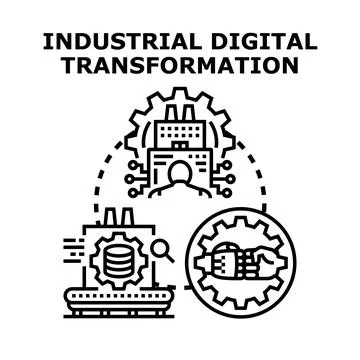 Industrial digital transformation process smart industry development Stock Illustration