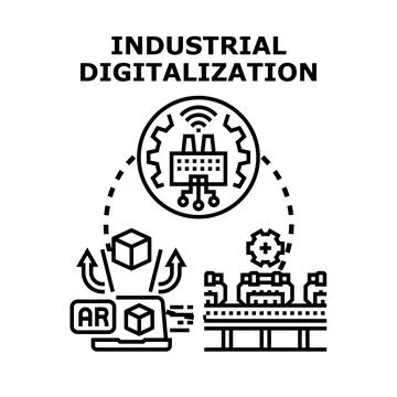 Industrial digitalization process using augmented reality and smart productio Stock Illustration