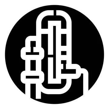 Industrial distillation column process engineering icon 스톡 일러스트