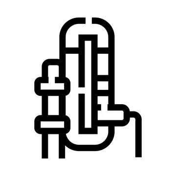 Industrial distillation column separating liquids outline icon イラスト素材