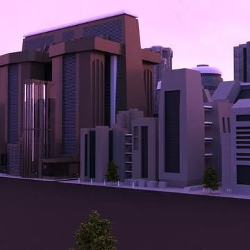 Industrial district at evening time Stock Illustration