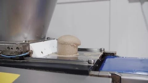 Industrial Dough Extrusion Machine. Making black bread. Video stock 321691729