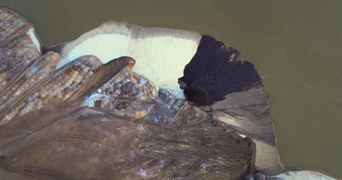 Industrial dredging operation at Florida phosphate mine with pipeline Stock Footage 329141860