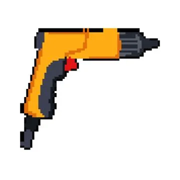 Industrial drill pixel art vector illustration Stock Illustration