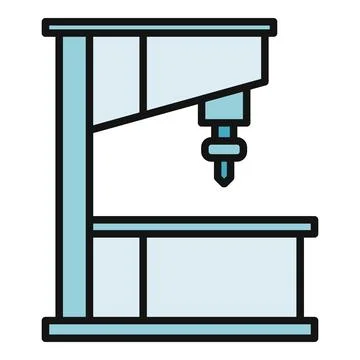 Industrial drill press machine icon outline illustration Stock Illustration