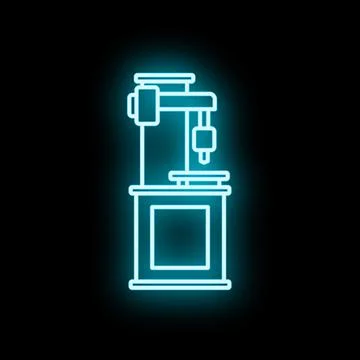 Industrial drill press machine neon glow line art Stock Illustration