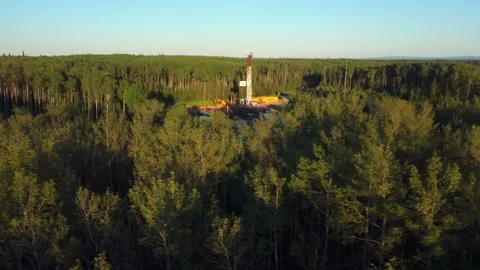 Industrial Drilling Rig Hidden Among Dense Forest Stock Footage 342003700