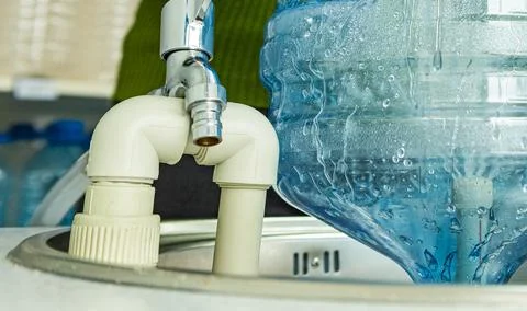 Industrial drinking water purification filter connected system Stock Photos