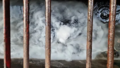 Industrial Dry Ice Sublimation Process in Water with Fog Effect 動画素材 331568178