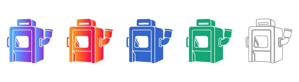 Industrial Drying Chamber Vector Icon Set Stock Illustration