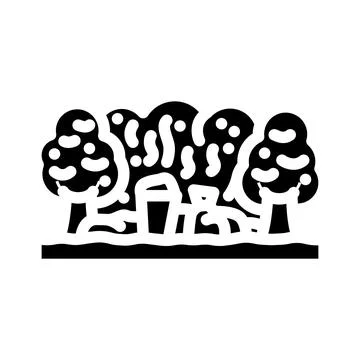 Industrial dump site forest glyph icon vector illustration Stock Illustration