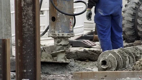 Industrial Earth Drill On Construction Site Stock Footage 73662370