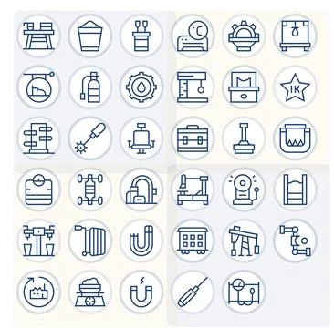 Industrial Editable Vector Set with 35 256x256 Regular Line Icons 스톡 일러스트