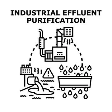 Industrial effluent purification system cleaning contaminated water Stock Illustration