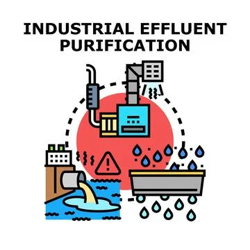 Industrial effluent purification system cleaning contaminated water Stock Illustration