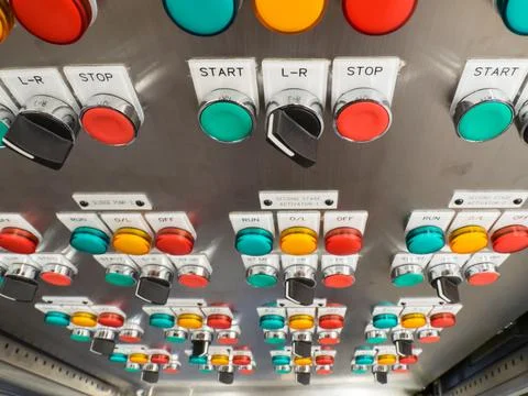 Industrial, electric switch panel Stock Photos