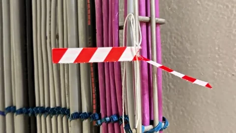Industrial electrical cable infrastructure inside technical facility, power and Stock Footage 332045279