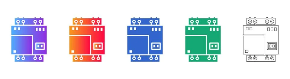Industrial Electrical Component Vector Icon Set Stock Illustration