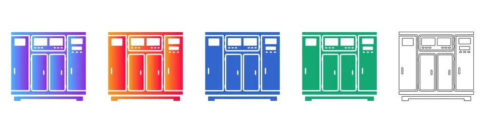 Industrial Electrical Control Cabinet Array Stock Illustration