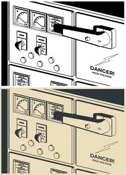Industrial electrical control panel close up Illustrazione stock