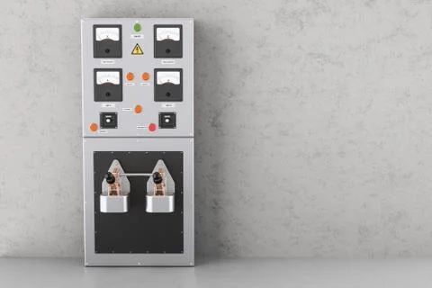Industrial electrical power panel box in the building, 3D rendering Ilustración de archivo