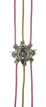 Industrial electrical switch with multi-colored wires isolated on white backg Stock Photos