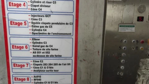 Industrial Elevator Control Panel and Equipment Chart at Cement Plant 4K Stock Footage 331747919