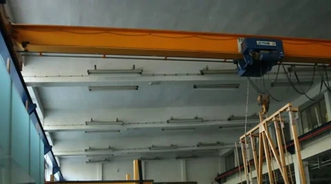 Industrial Elevator Hoist Crane Machine Tool Heavy Wage Stock-Footage 68398160