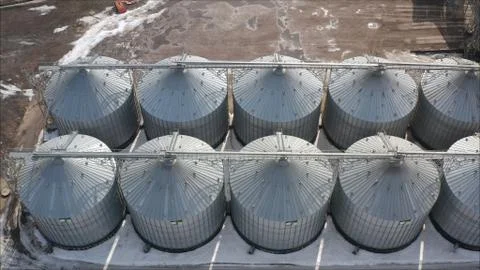 Industrial elevator, top view. High angle aerial view of industrial elevators Stock Photos